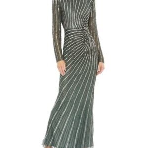 Mac Duggal Embellished Puff Sleeve Side Knot Gown